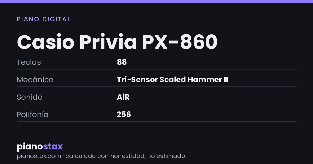 Casio Privia PX-860 – datos técnicos de un vistazo