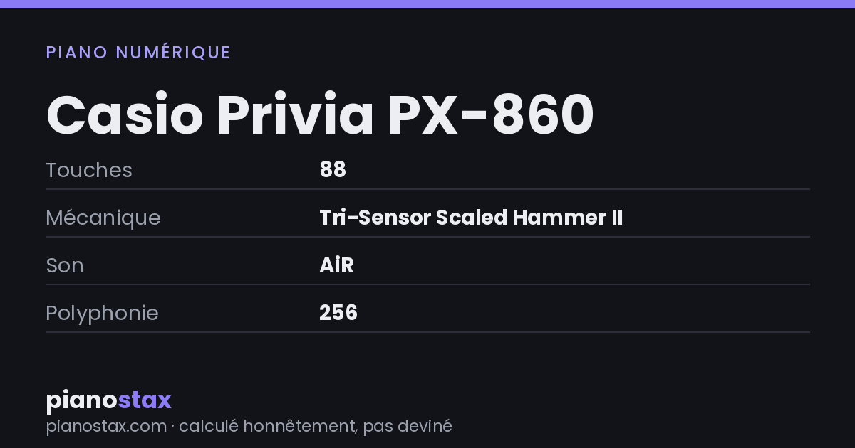 Casio Privia PX-860 – caractéristiques en un coup d’œil