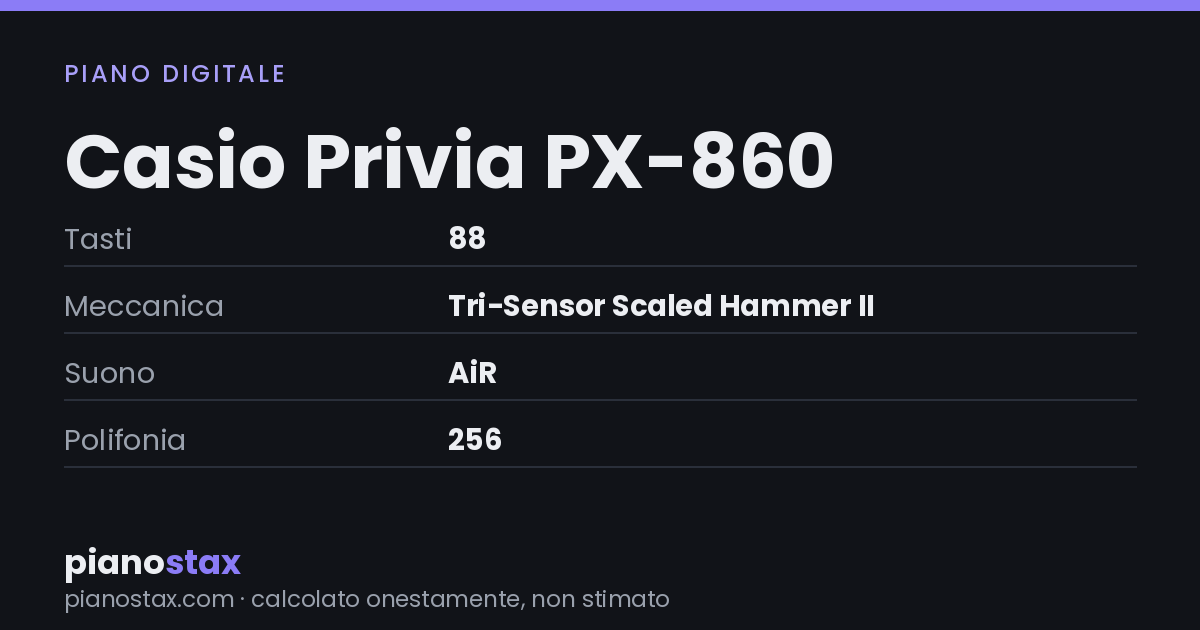 Casio Privia PX-860 – dati tecnici in sintesi
