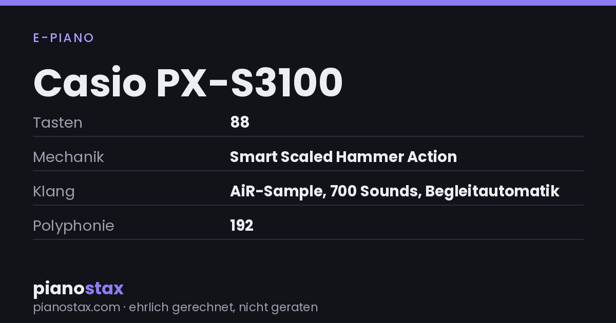 Casio PX-S3100 – technische Daten im Überblick