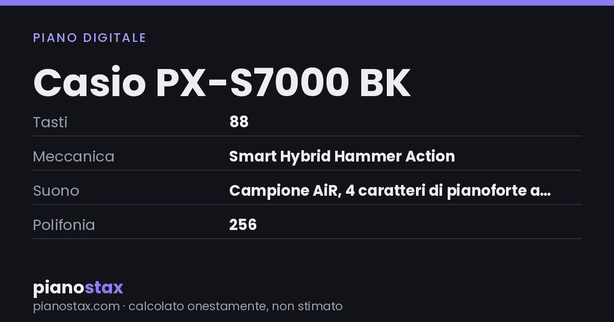Casio PX-S7000 BK – dati tecnici in sintesi