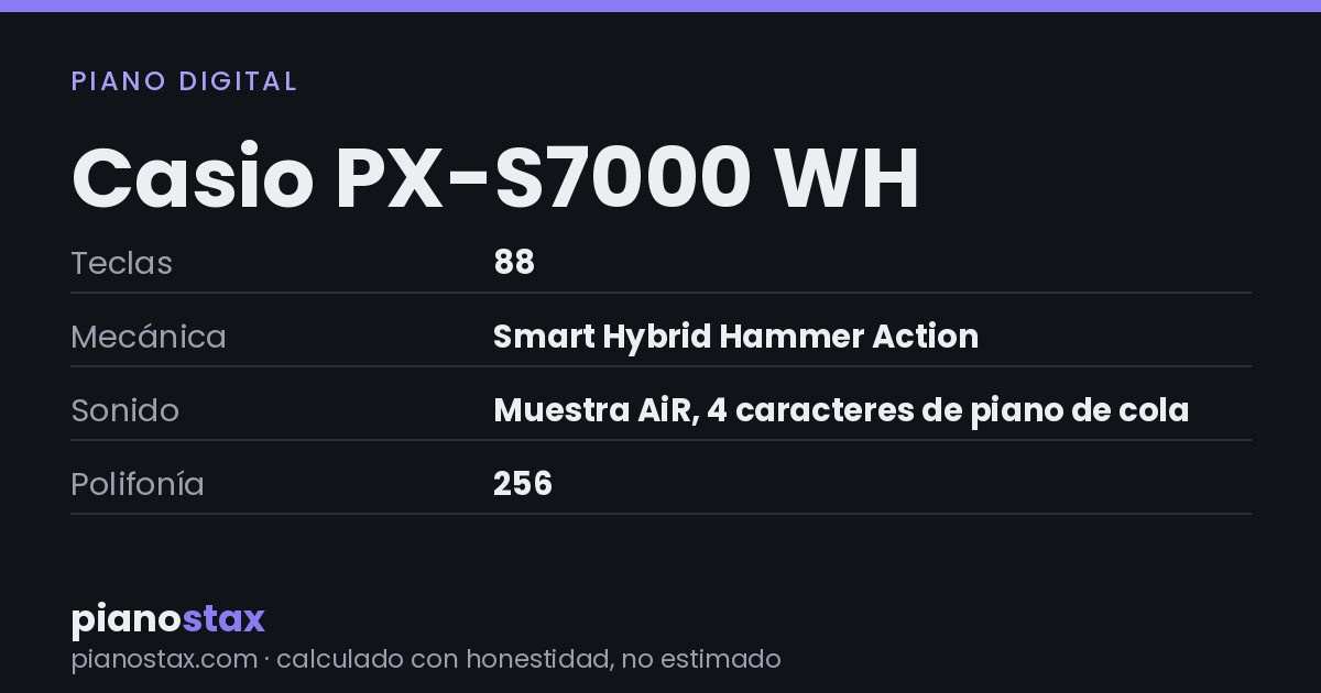 Casio PX-S7000 WH – datos técnicos de un vistazo