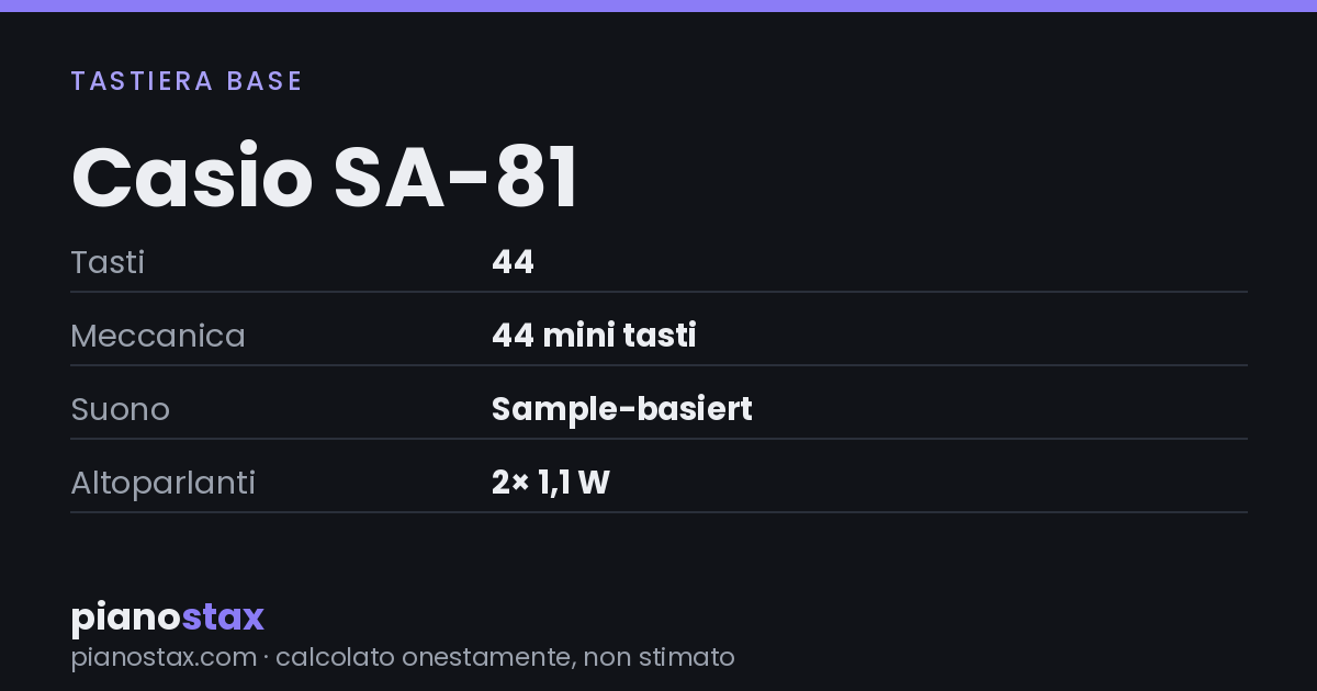 Casio SA-81 – dati tecnici in sintesi