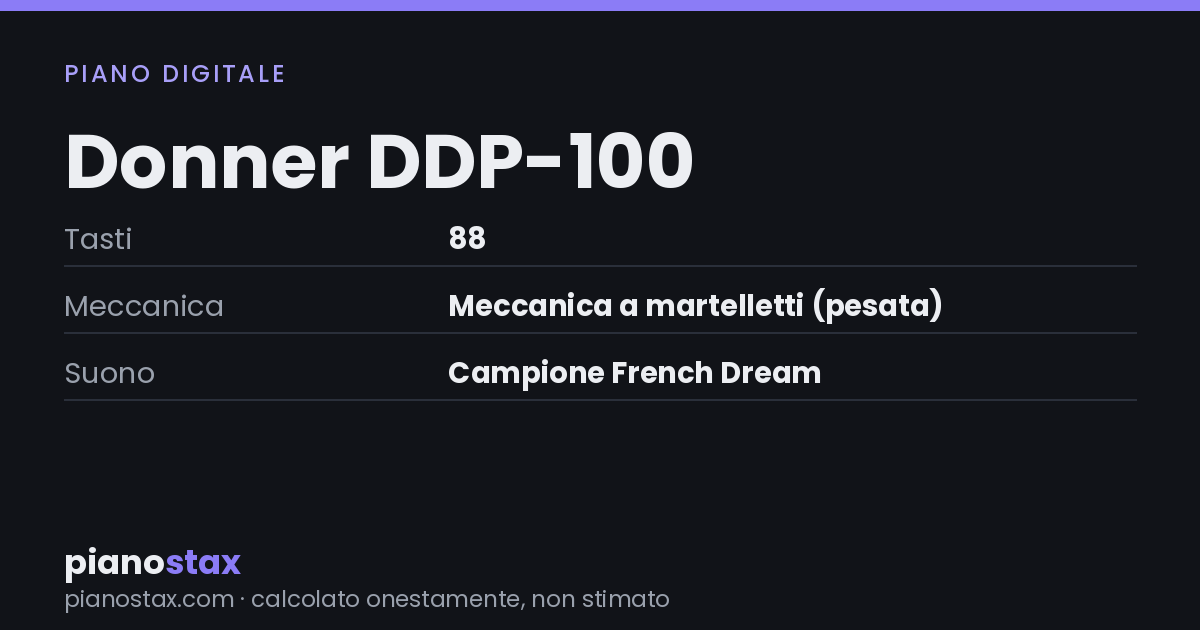 Donner DDP-100 – dati tecnici in sintesi