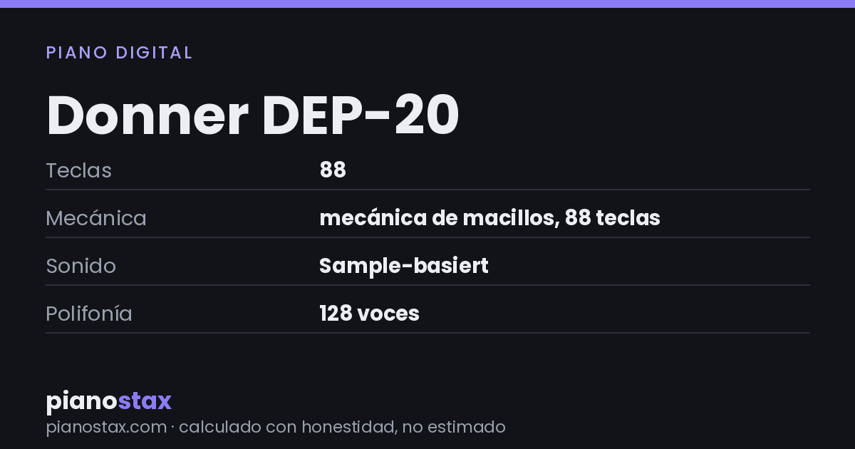 Donner DEP-20 – datos técnicos de un vistazo