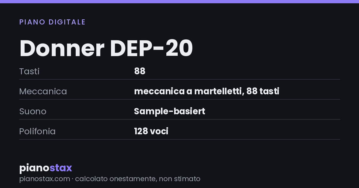 Donner DEP-20 – dati tecnici in sintesi