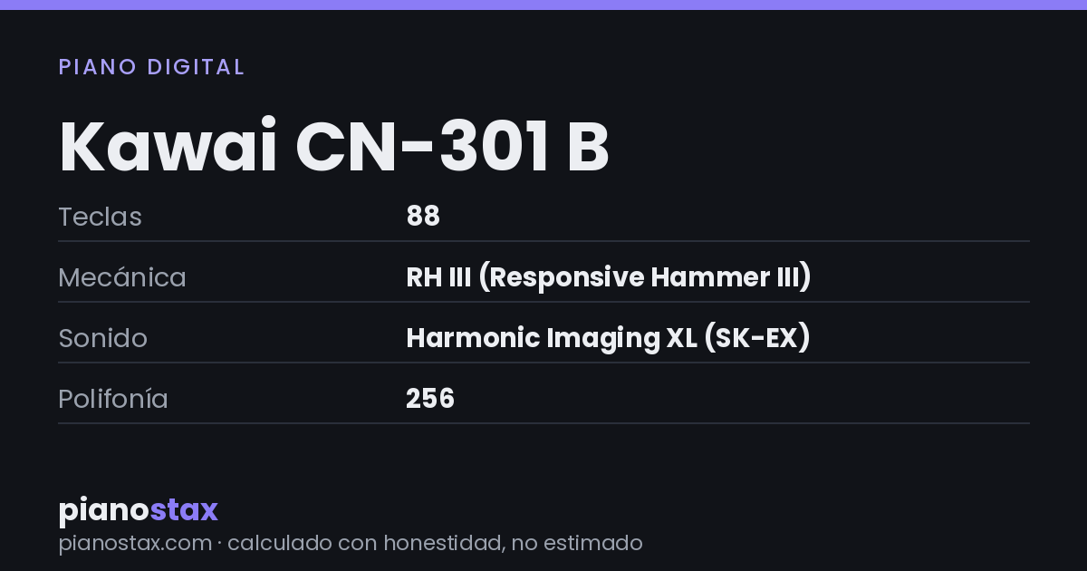 Kawai CN-301 B – datos técnicos de un vistazo
