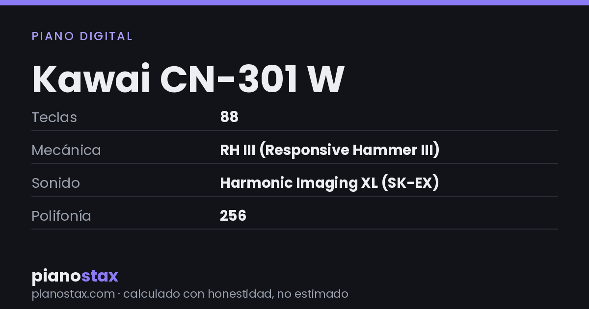 Kawai CN-301 W – datos técnicos de un vistazo