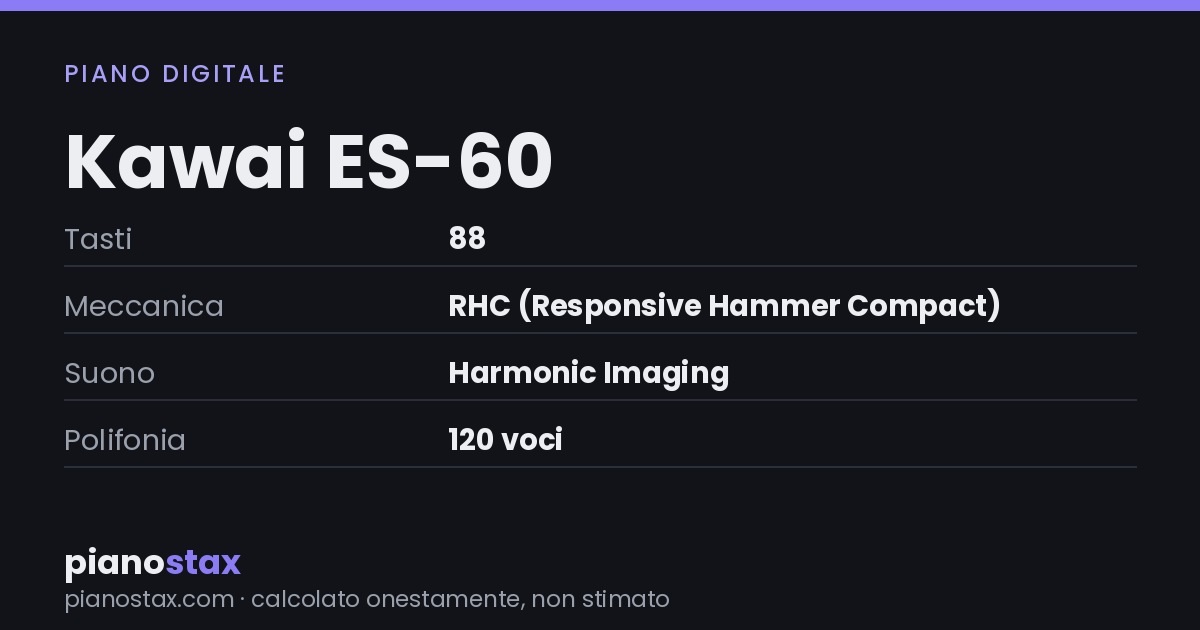 Kawai ES-60 – dati tecnici in sintesi