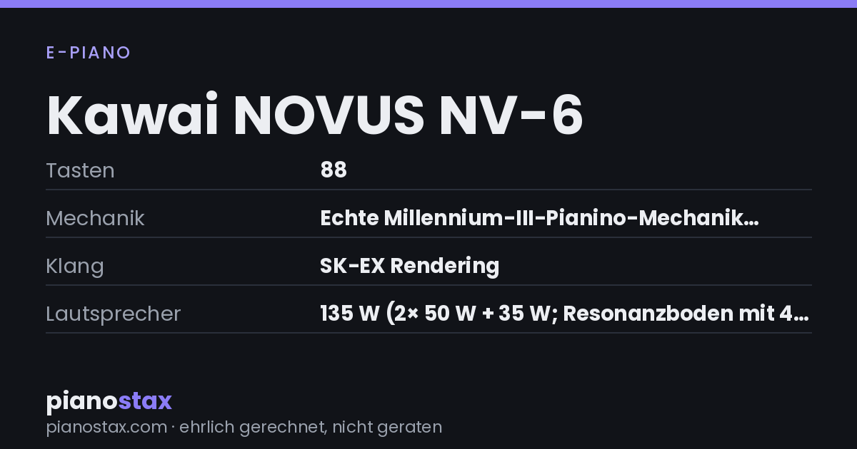 Kawai NOVUS NV-6 – technische Daten im Überblick