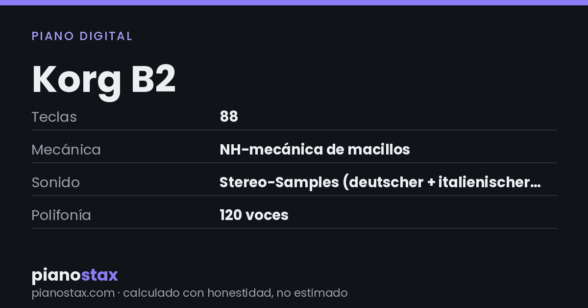 Korg B2 – datos técnicos de un vistazo
