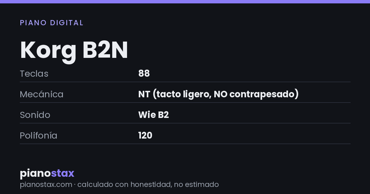 Korg B2N – datos técnicos de un vistazo