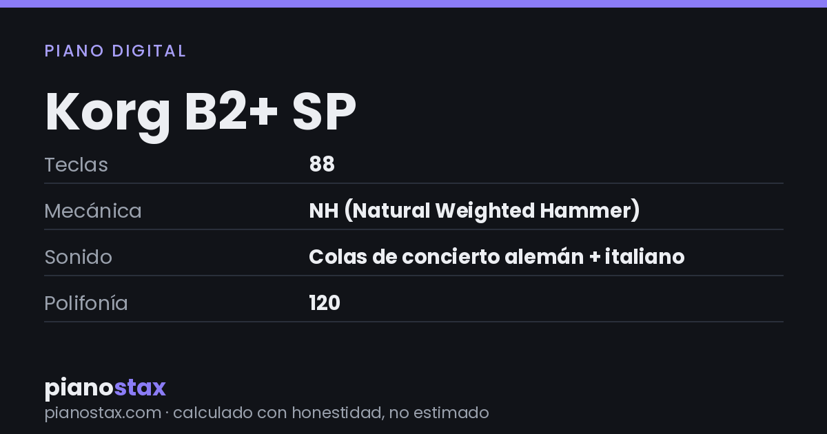 Korg B2+ SP – datos técnicos de un vistazo