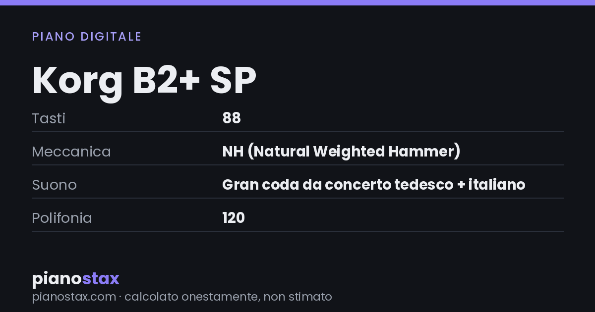 Korg B2+ SP – dati tecnici in sintesi
