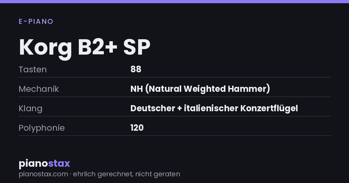 Korg B2+ SP – technische Daten im Überblick