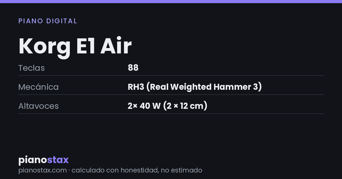 Korg E1 Air – datos técnicos de un vistazo