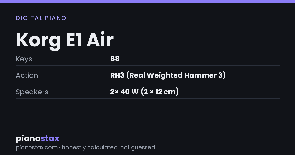 Korg E1 Air – key specs at a glance