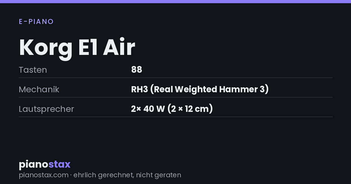 Korg E1 Air – technische Daten im Überblick