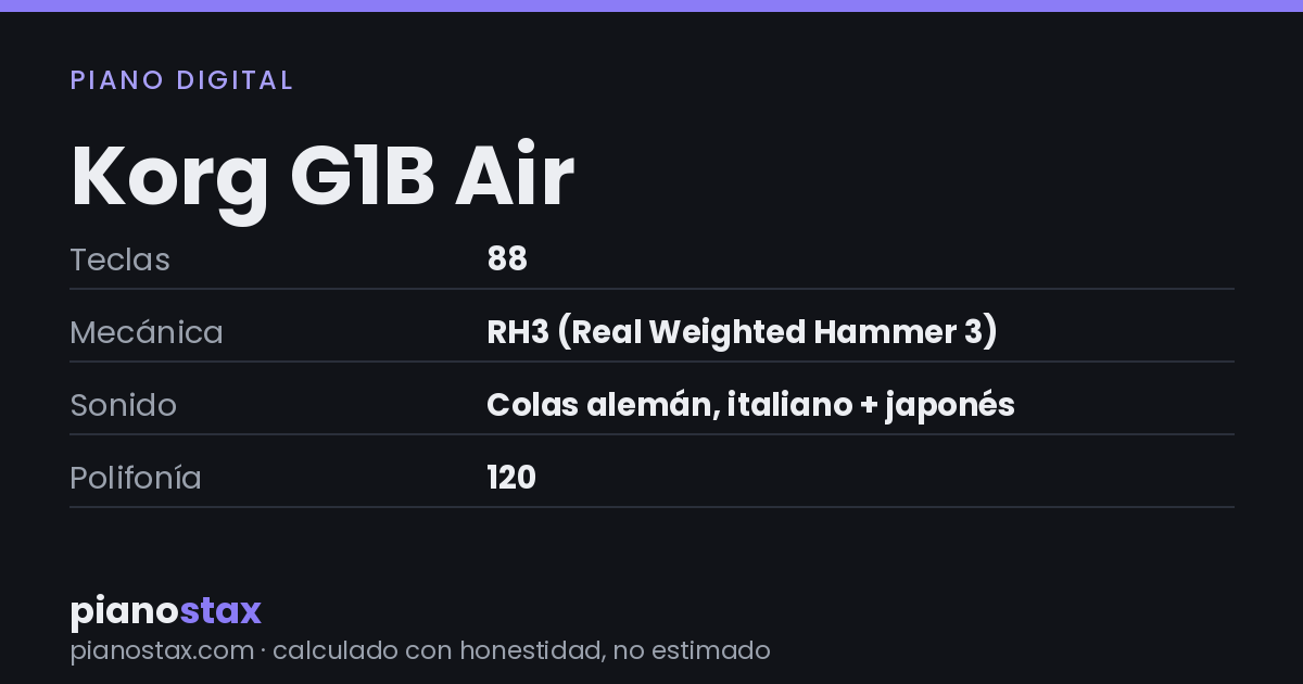 Korg G1B Air – datos técnicos de un vistazo