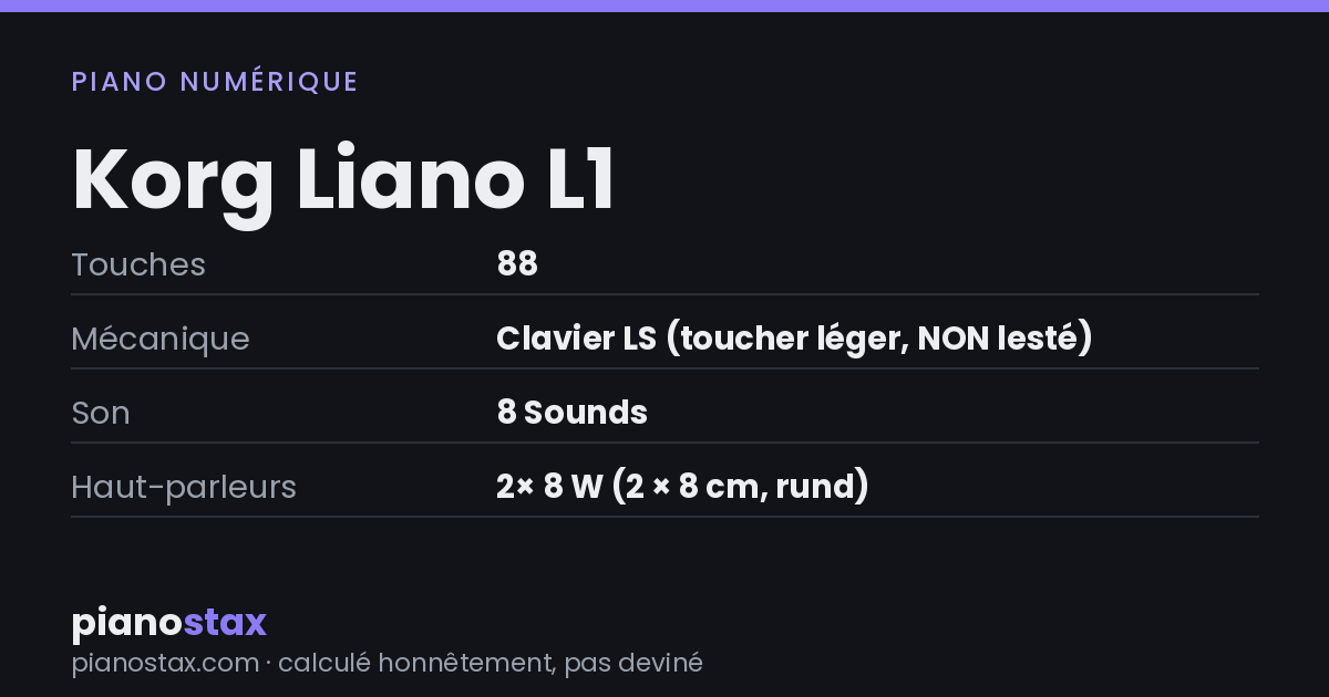 Korg Liano L1 – caractéristiques en un coup d’œil