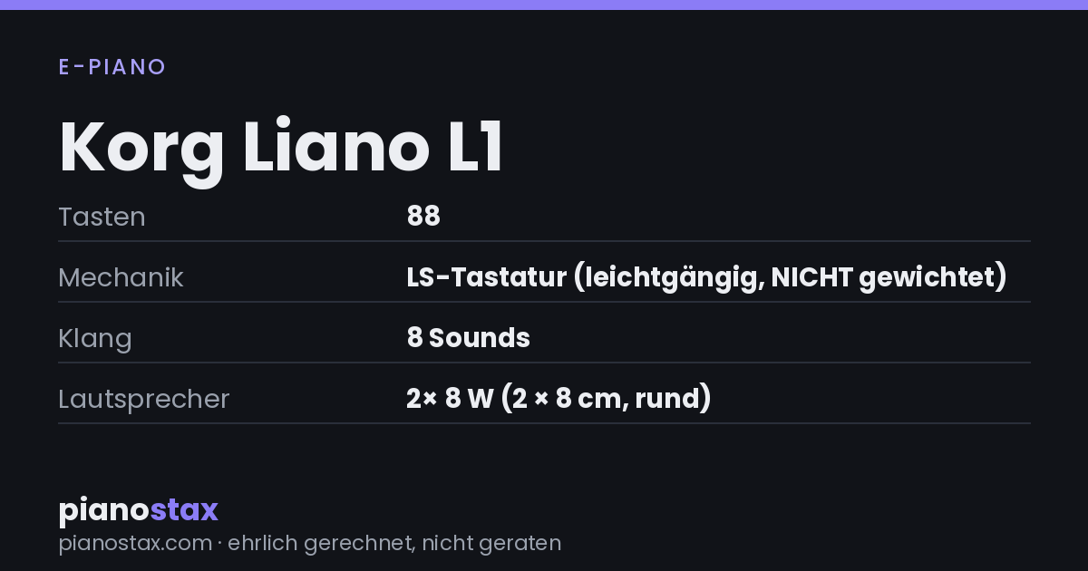 Korg Liano L1 – technische Daten im Überblick