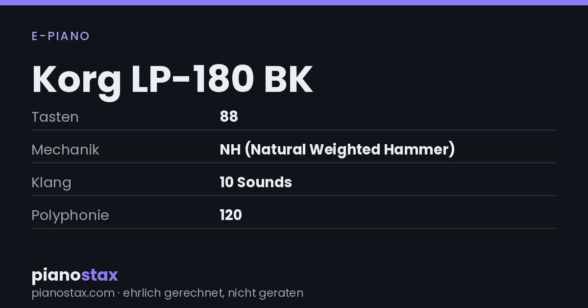 Korg LP-180 BK – technische Daten im Überblick