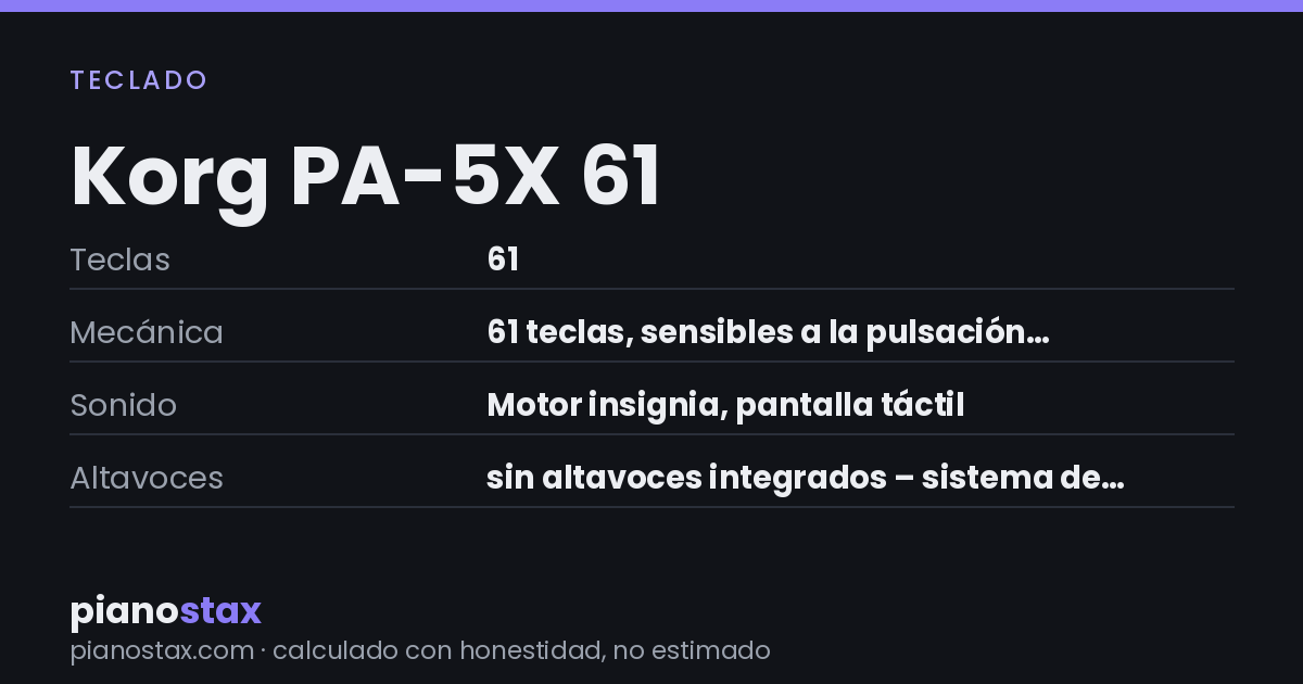 Korg PA-5X 61 – datos técnicos de un vistazo