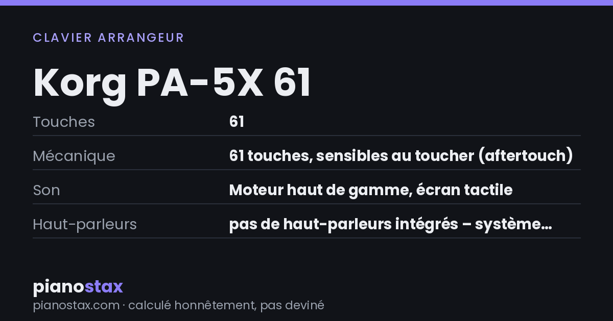Korg PA-5X 61 – caractéristiques en un coup d’œil