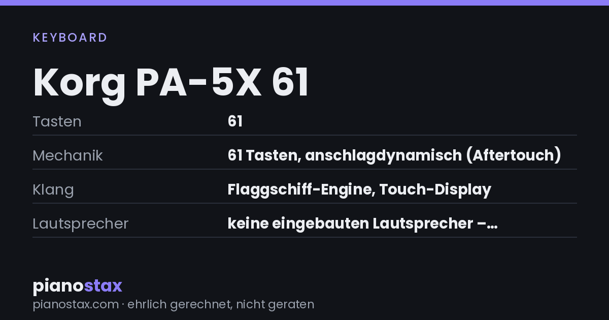 Korg PA-5X 61 – technische Daten im Überblick
