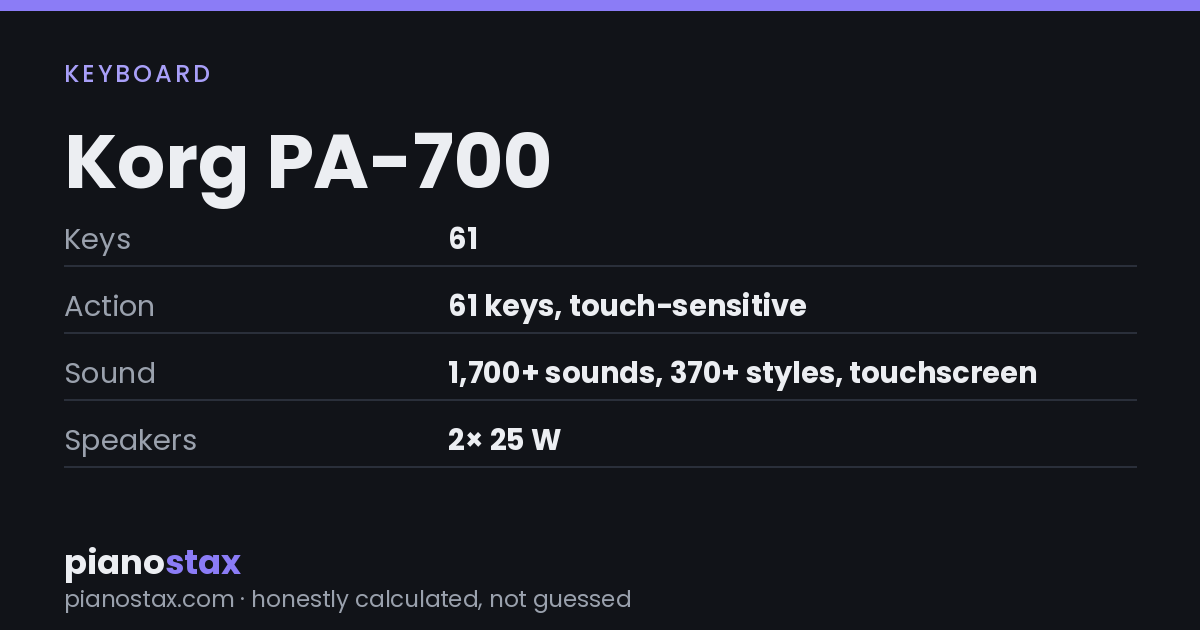 Korg PA-700 – key specs at a glance