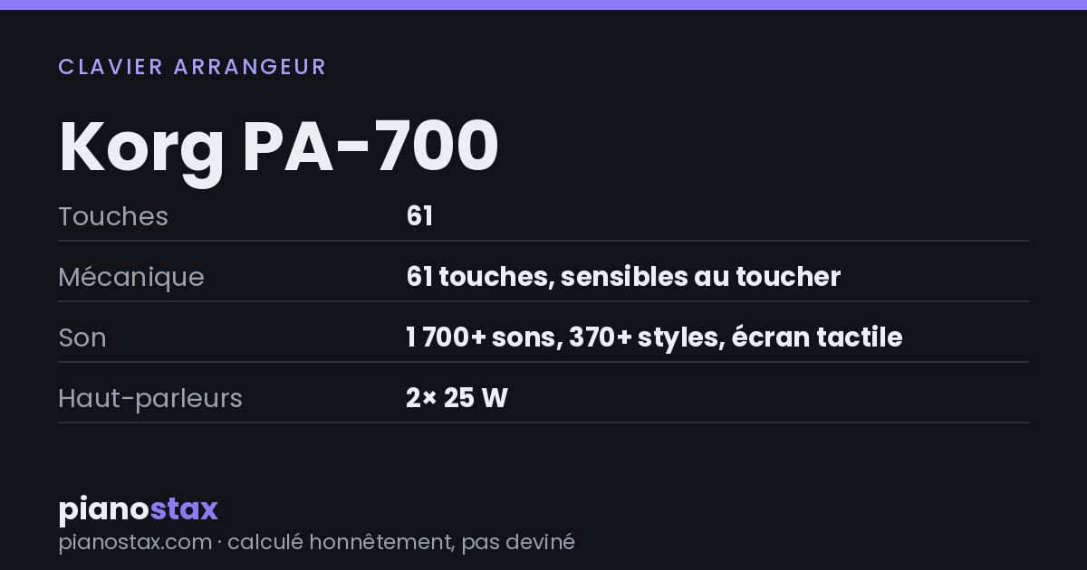Korg PA-700 – caractéristiques en un coup d’œil