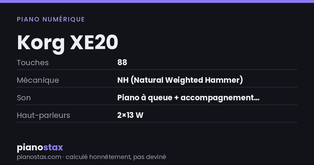 Korg XE20 – caractéristiques en un coup d’œil