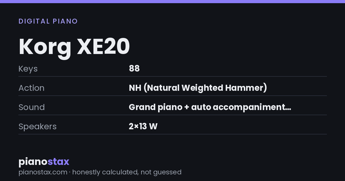 Korg XE20 – key specs at a glance