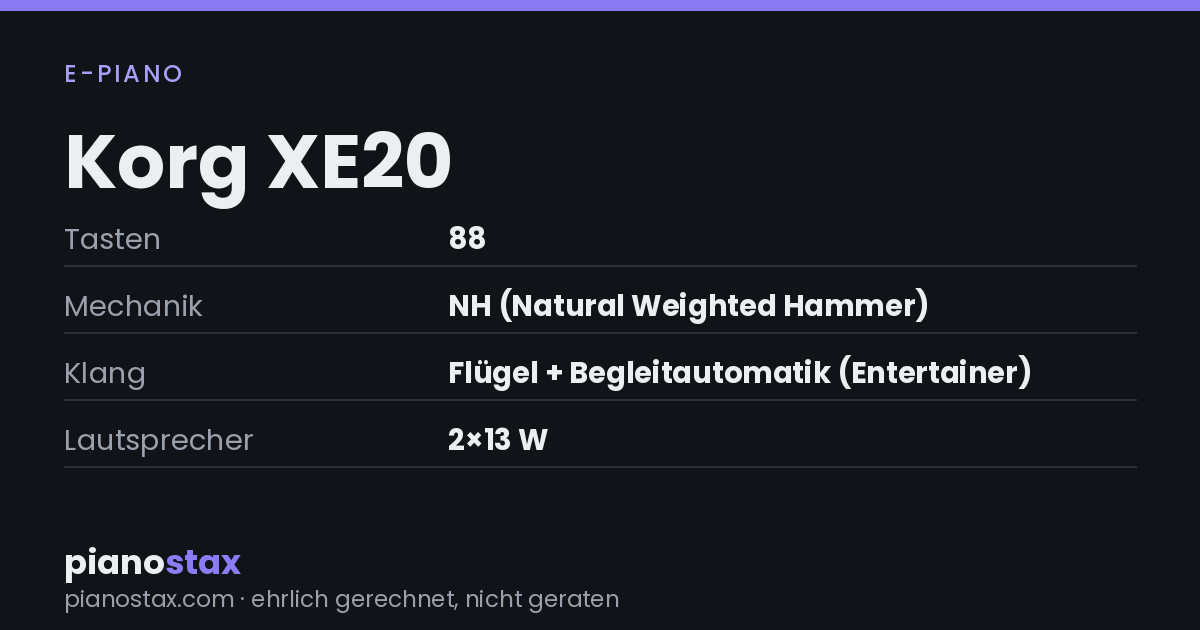 Korg XE20 – technische Daten im Überblick