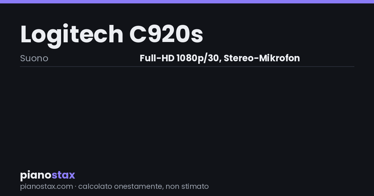 Logitech C920s – dati tecnici in sintesi