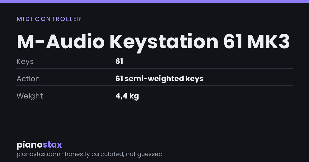M-Audio Keystation 61 MK3 – key specs at a glance