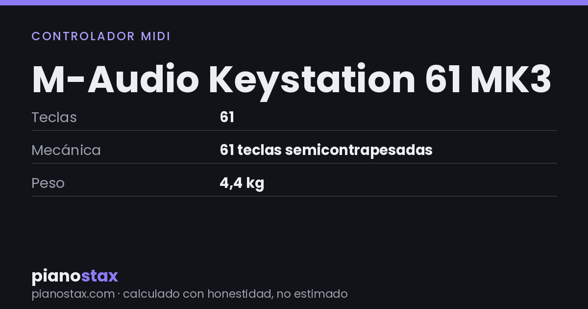 M-Audio Keystation 61 MK3 – datos técnicos de un vistazo