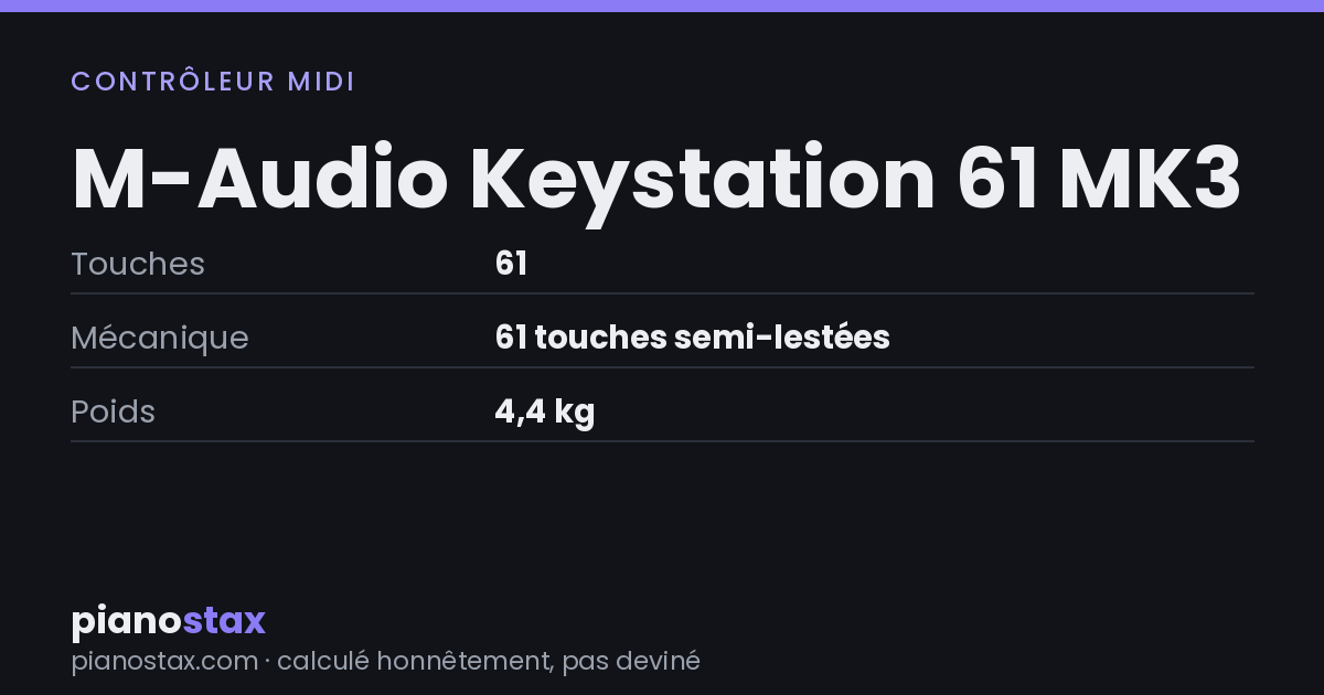 M-Audio Keystation 61 MK3 – caractéristiques en un coup d’œil