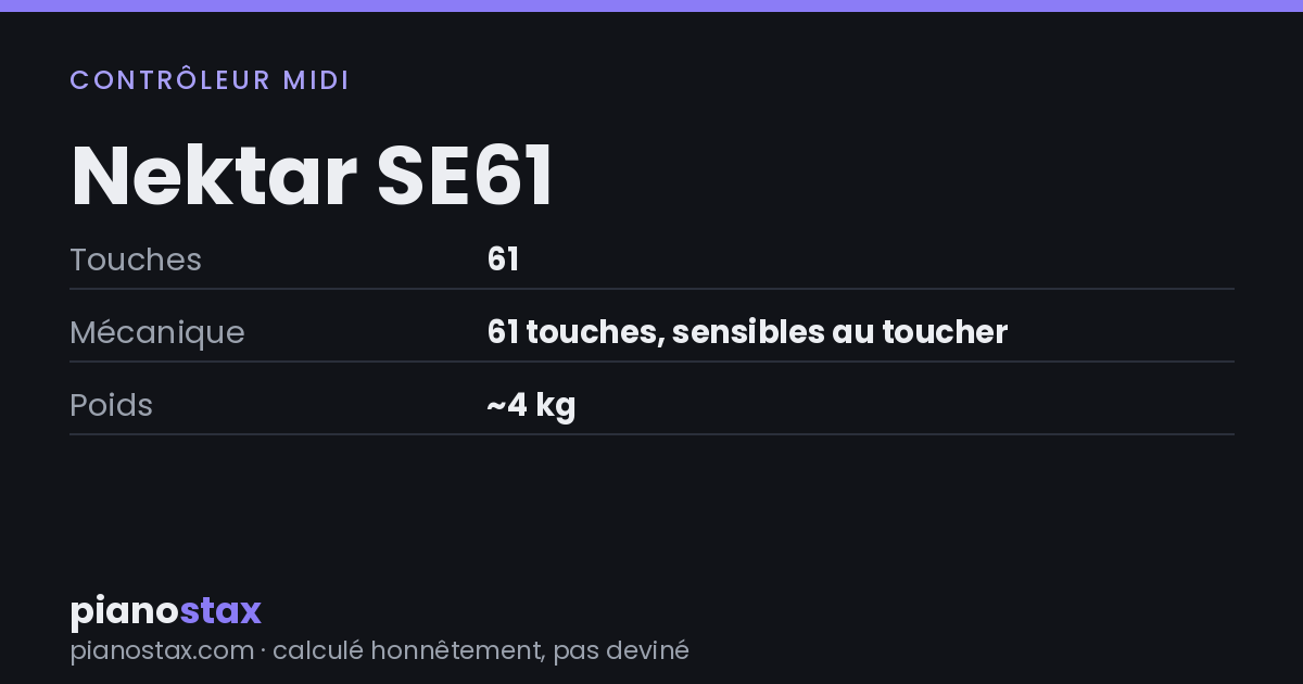 Nektar SE61 – caractéristiques en un coup d’œil