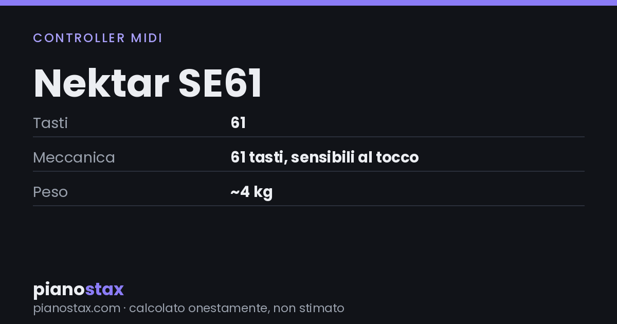Nektar SE61 – dati tecnici in sintesi