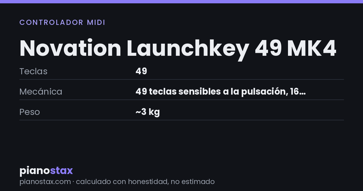 Novation Launchkey 49 MK4 – datos técnicos de un vistazo