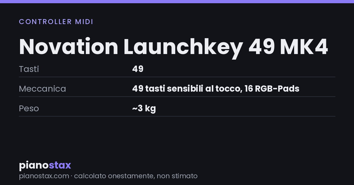 Novation Launchkey 49 MK4 – dati tecnici in sintesi