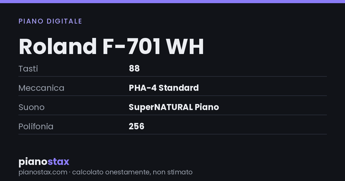 Roland F-701 WH – dati tecnici in sintesi