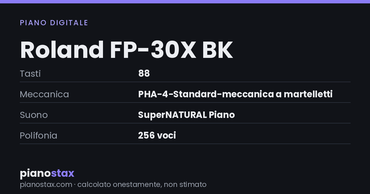 Roland FP-30X BK – dati tecnici in sintesi