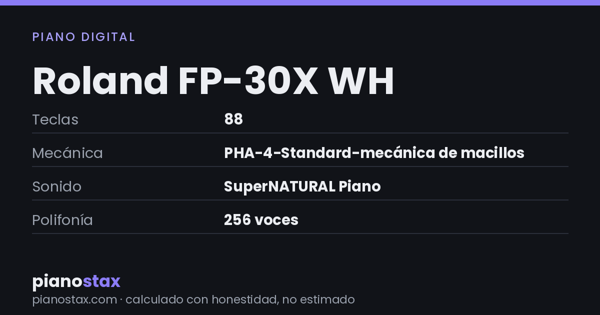 Roland FP-30X WH – datos técnicos de un vistazo