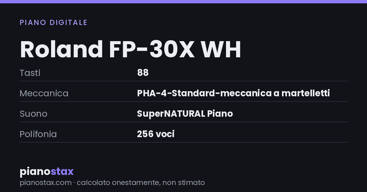 Roland FP-30X WH – dati tecnici in sintesi