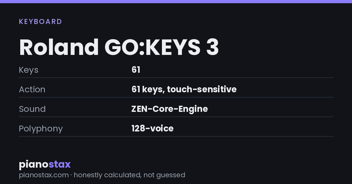 Roland GO:KEYS 3 – key specs at a glance