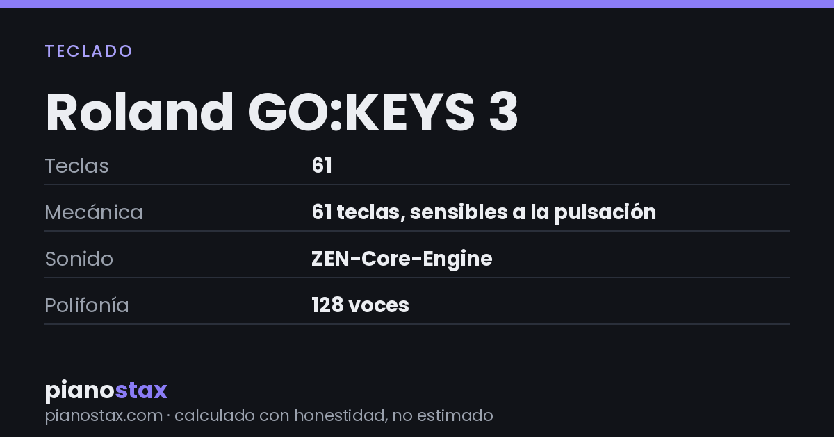 Roland GO:KEYS 3 – datos técnicos de un vistazo