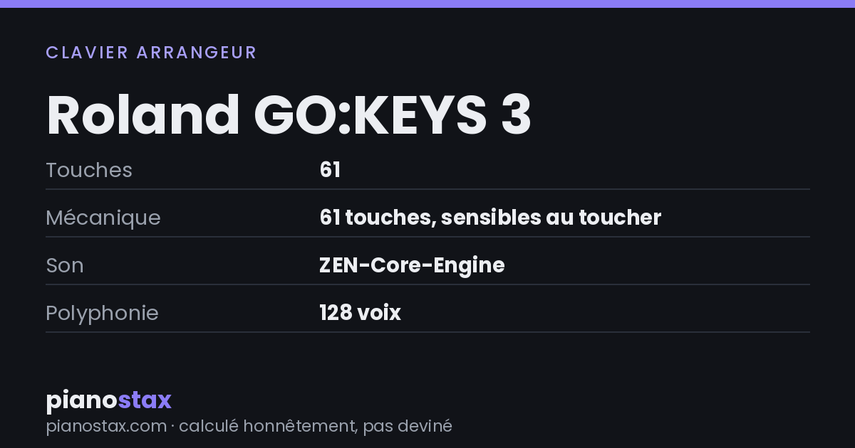 Roland GO:KEYS 3 – caractéristiques en un coup d’œil