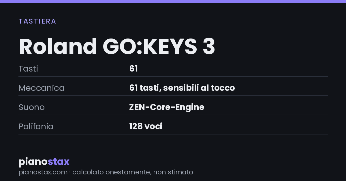 Roland GO:KEYS 3 – dati tecnici in sintesi